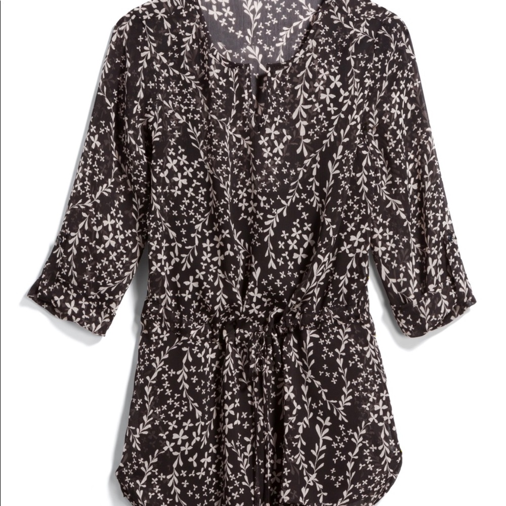 Semisheer drawstring waist tunic top XL